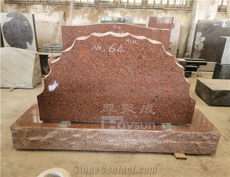 Indian Mahogany Granite Rustic Round Headstone