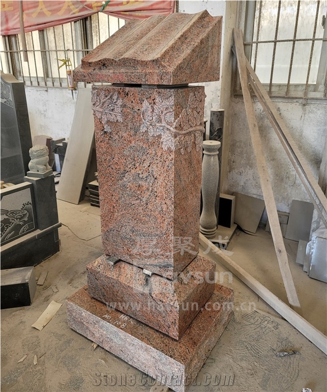 Multicolor Red  Open Book Cremation Pedestal Monument
