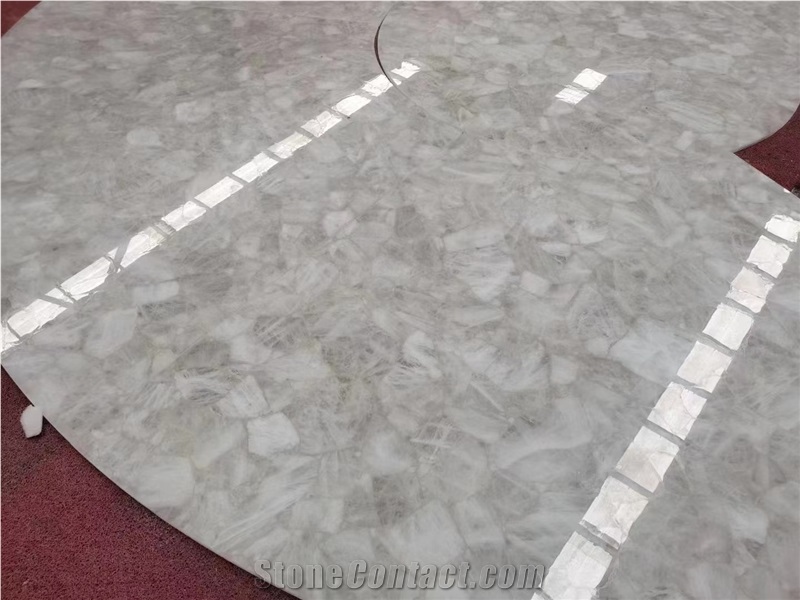 White Agate Jellyfish Slab Semiprecious Stone Tiles