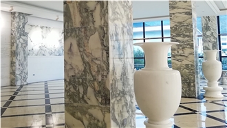 Arabescato Marble Column