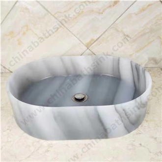 Cloudy White Marble Bathroom Sink
