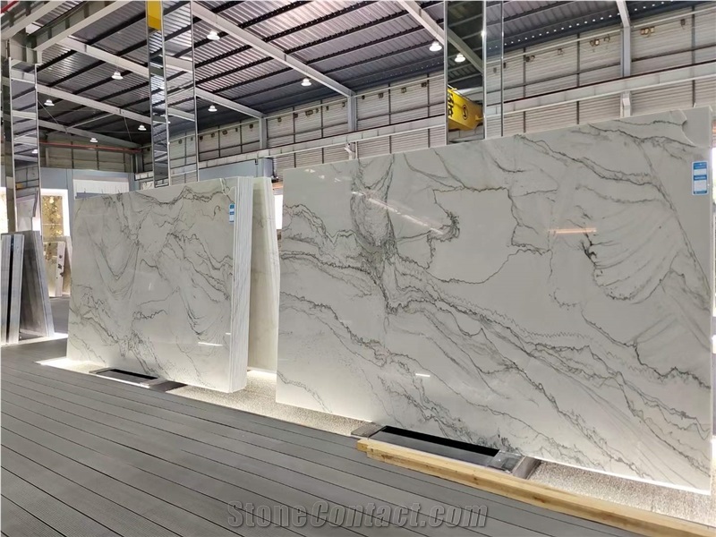 Brazil Super White Quartzite Polished Wall Slabs