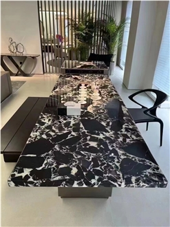 China Bulgari Black Marble Polished Restaurant Table Tops