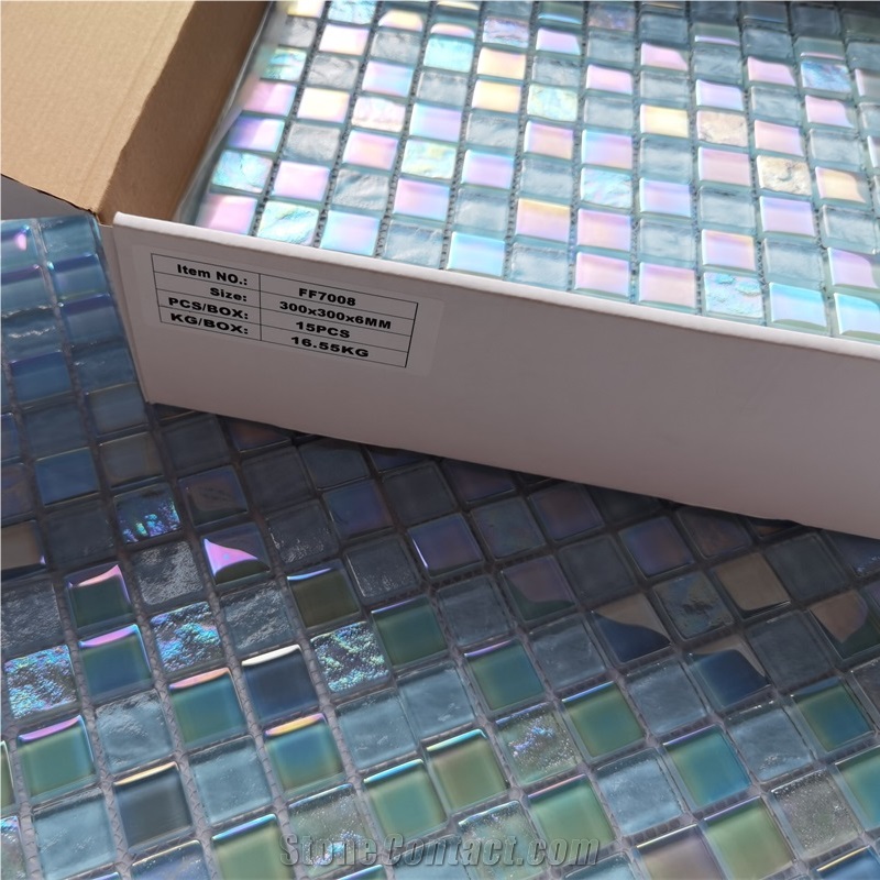 3D Iridescent Glass Mosaic Tiles Swimming Pool Bathroom Wall