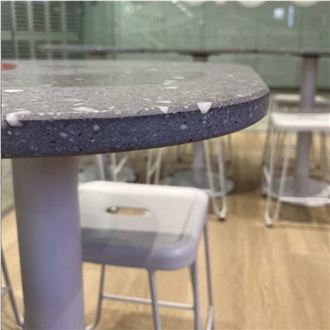 Solid Terrazzo For Cafe Restaurant Round Coffee Table Tops