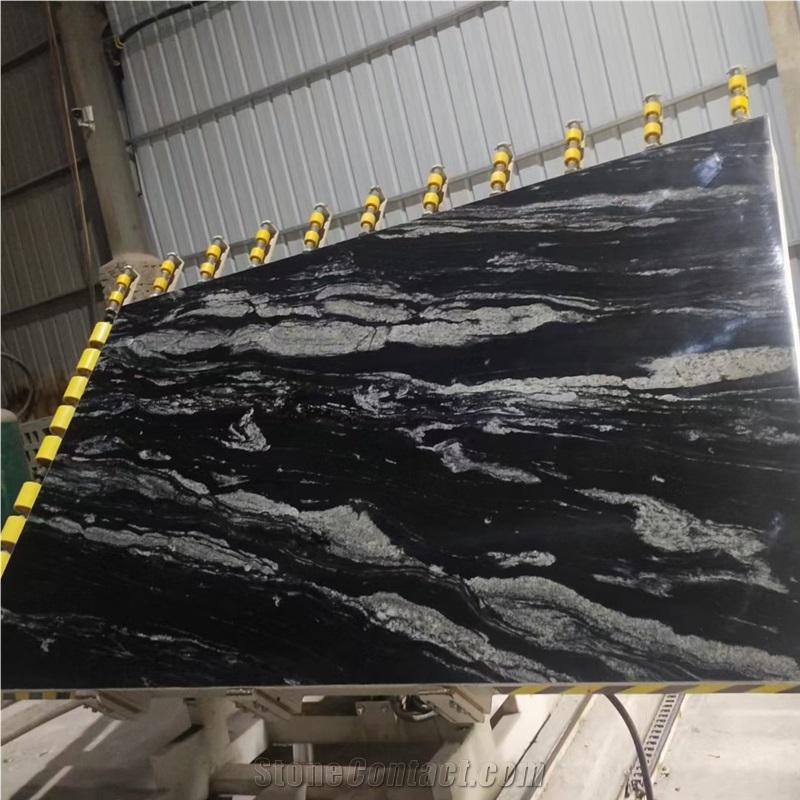Cosmic Black Granite Slabs Luxury Wall Cladding Panel