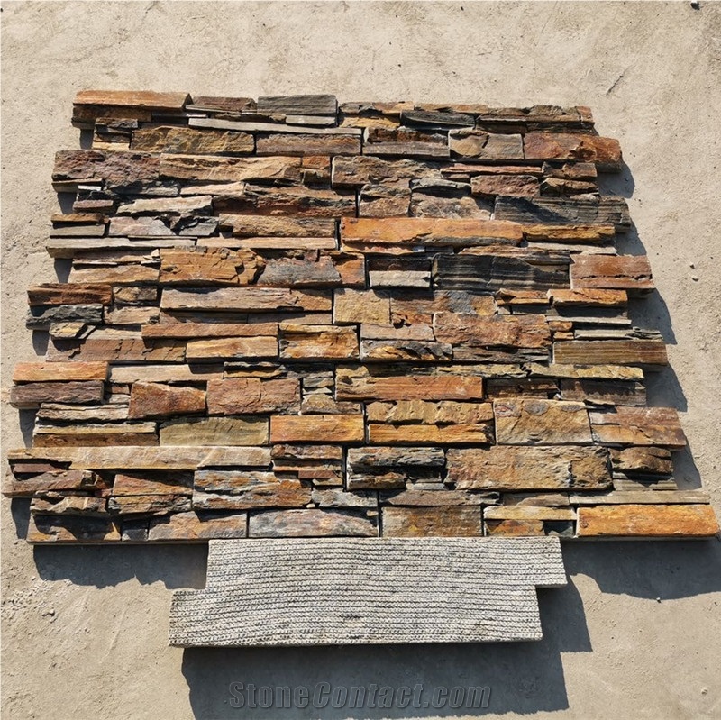 Natural Rusty Slate Culture Stone Wall Panel Stone Veneer