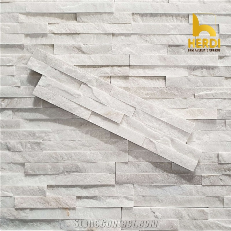 Milky White Marble 4-Line Z Shape Stacked Stone Veneer