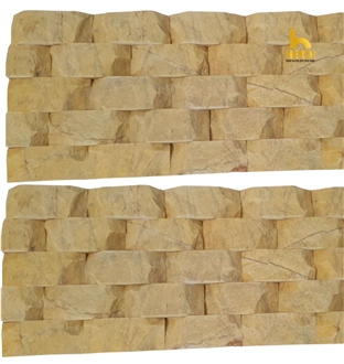 Yellow Marble Arched 5-Line Wall Cladding Panels