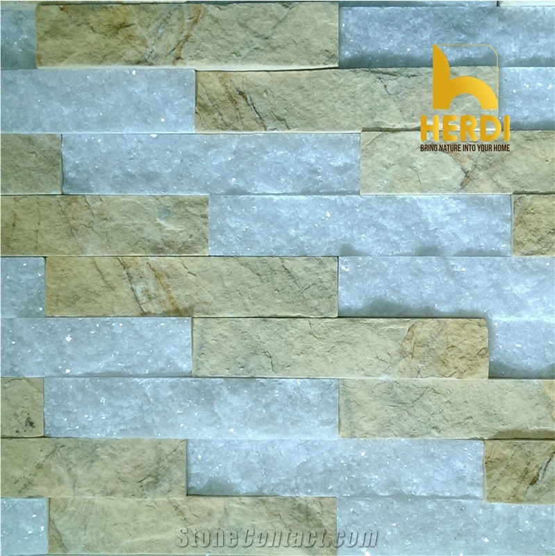 Yellow Marble Z Shape Mixed Wall Cladding Panels