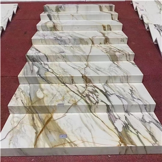 Calacatta Gold Step And Riser Stair Threshold