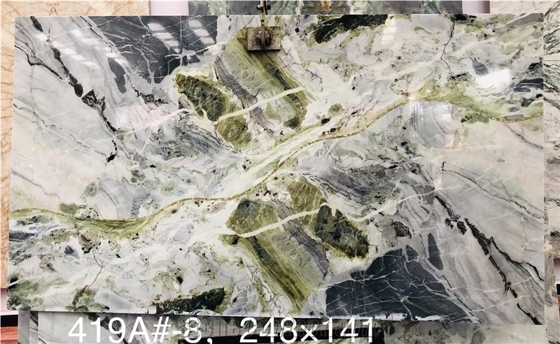 China White Beauty Marble Slabs Ice Green Stone Wall Tile
