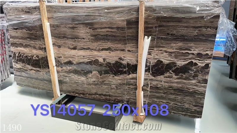 China Zebra Brown Marble Slabs Kylin Wood Coffee Stone Tile
