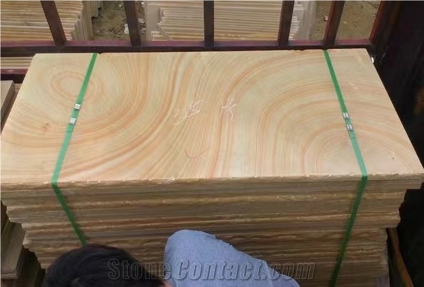 Sichuan Yellow Sandstone Slabs Exterior Floor Use