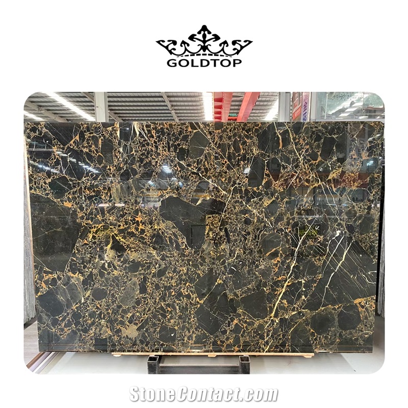 Goldtop Luxury Natural Black & Gold Marble Slabs