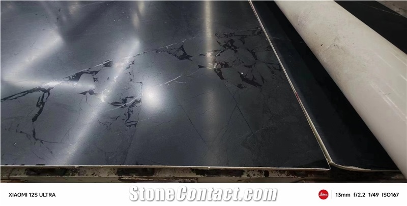 Natural Omega Black Quartzite Eased Bathroom Countertops