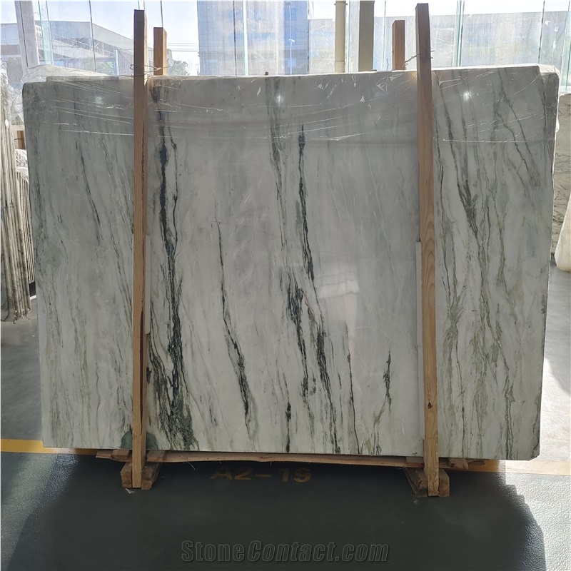Polished Popular Clivia White Green Marble Slabs