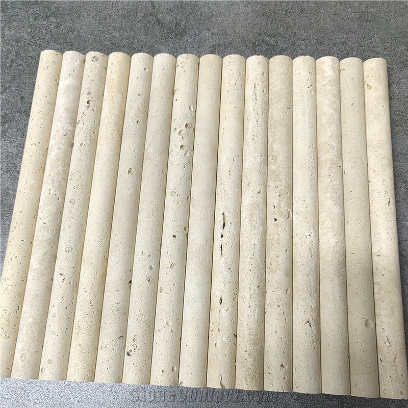 Beige Travertine 3D Fluted Mosaic Tiles For Wall Tile
