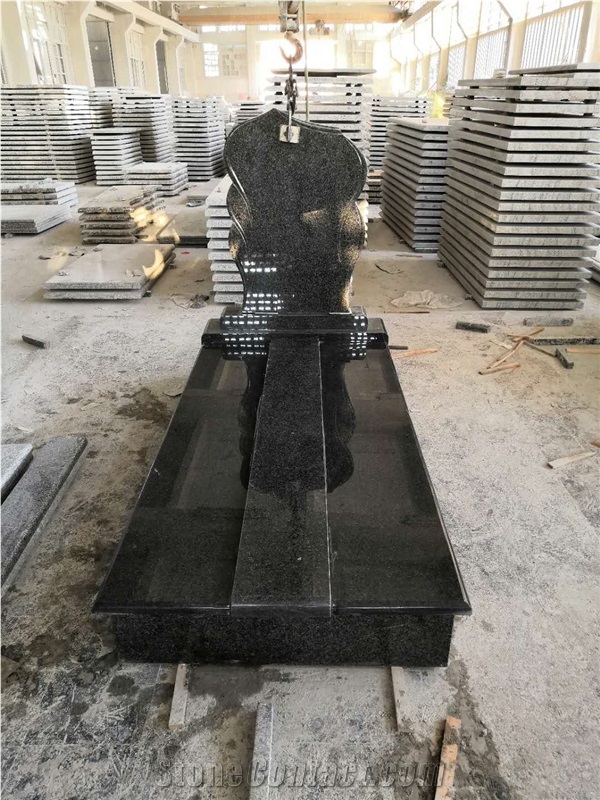 Nero Impala Granite Upright Headstone Memorials