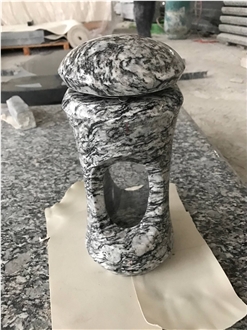 White Granite Lantern For Outdoor Cemetery Garden Urns
