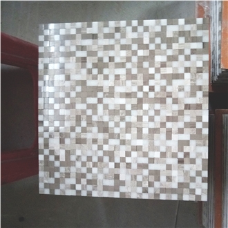 Wood Athens Gray And White Tight Joint Square Mosaic Tiles
