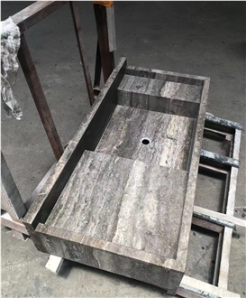 Grey Travertine Sink Made In China