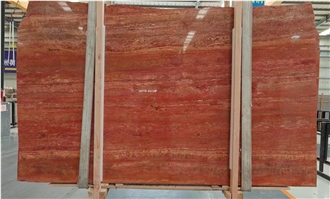 Iran Red Travertine Slabs Tiles Polished