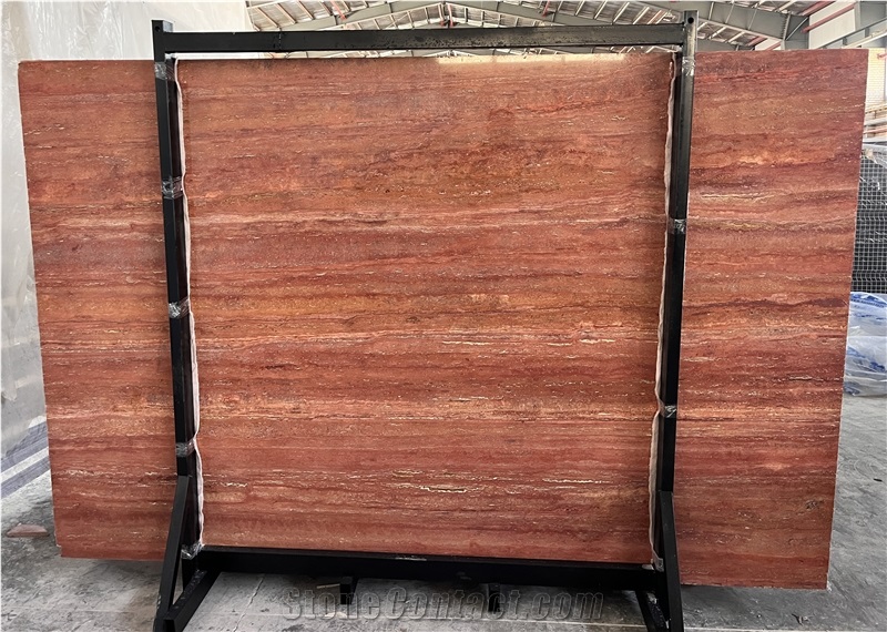 Red Travertine Slab And Tiles