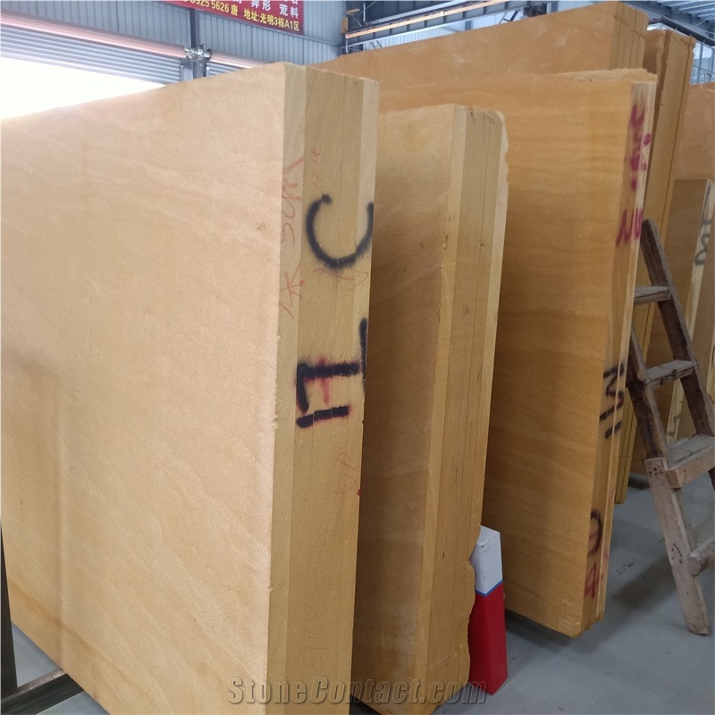 30Mm Thick Gold Sandstone Slab For Wall Cladding  Slabs