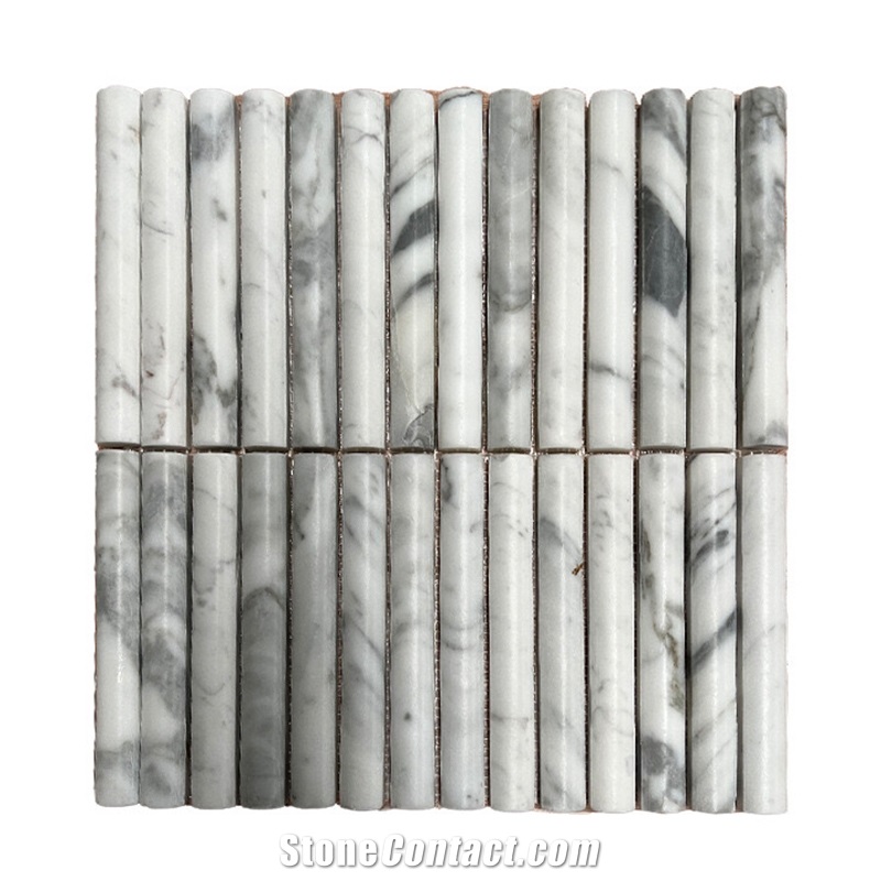 White Marble Polishing Linear Kitchen Backsplash Tile  Mosaic Tiles