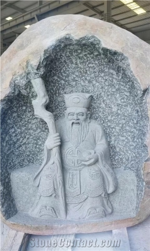 Grey Basalt River Rock Bhuda Earth God Sculpture For Outdoor