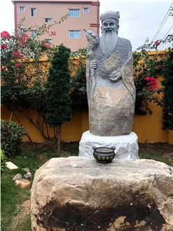 Grey Granite Rock Budha Religious Sculpture