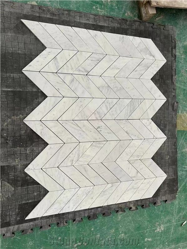 Marble Carrara And Marquina Basket Weave Mosaic For Kitchen