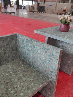 Green Bubbletable Tops Green Custom Terrazzo Terrazzo Slabs