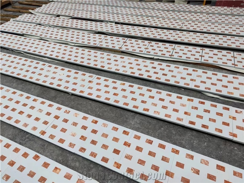 Orange White Terrazzo Squares  Customized Terrazzo  Tiles