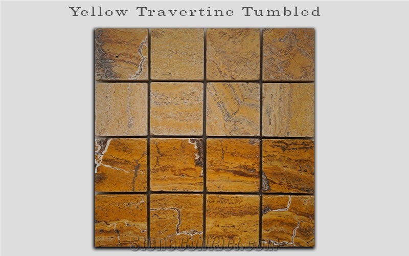 Yellow Travertine Tumbled Tiles