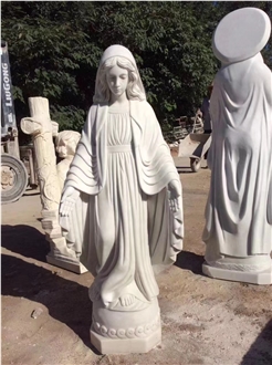Outdoor White Marble Sculpture Virgin Mary Garden Handmade