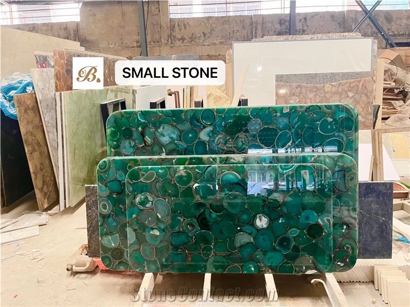 Green Agate Semiprecious Stone Tabletops For KTV Design,Restaurant Table Tops