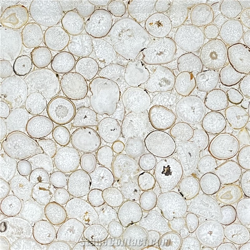 White Semiprecious Stone Tiles