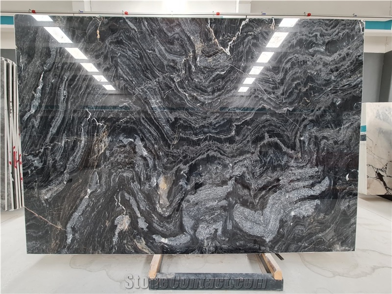 Dark River Fusion Black Marble Slab & Tiles