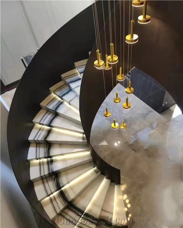 China Panda White Marble Spiral Staircase, Floor Step