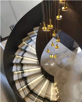 China Panda White Marble Spiral Staircase, Floor Step