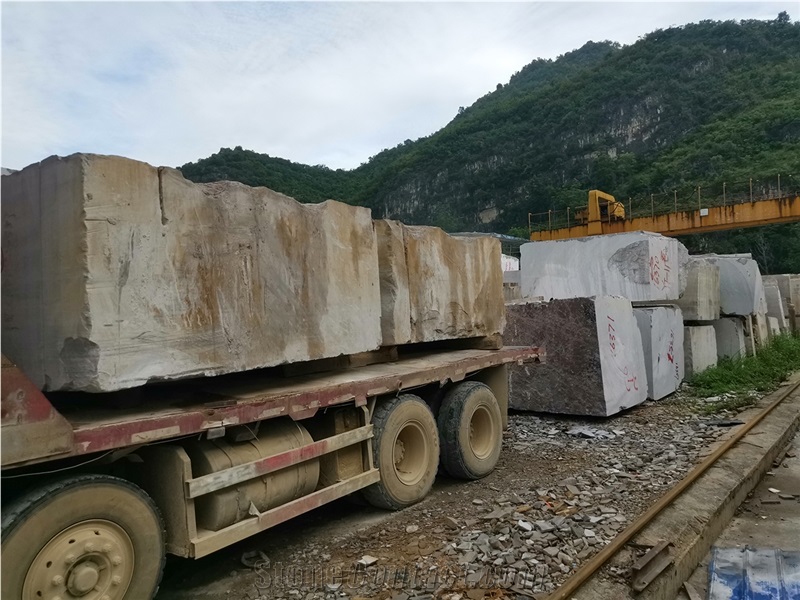 China Quarry Rock White Wooden Marble Block