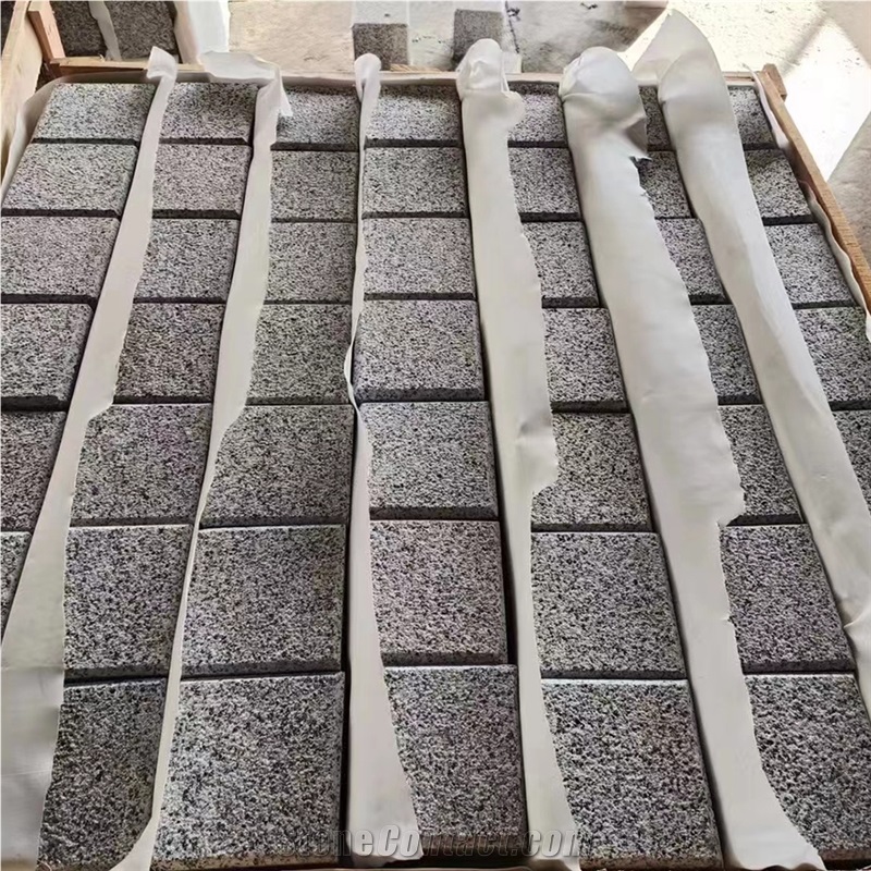 G655 Sesame White Granite Water Jet  And Polished Cubes