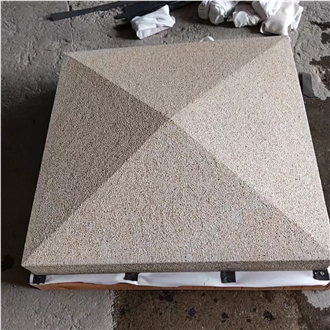 G682 Rusty Yellow Granite Flamed Bespoke Pier Caps