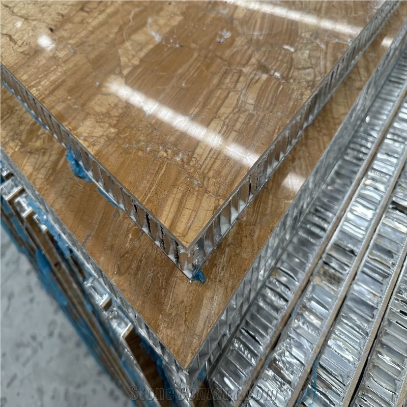 Gold Marble Tile Laminated With Aluminum Honeycomb Panels