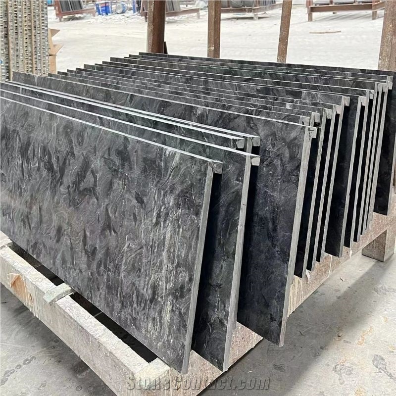 Versace Black Metallica Granite Tiles For Floor