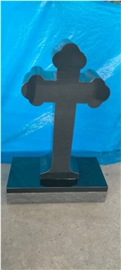 Premium Black Granite Cross And Bible With Stand Gravestone
