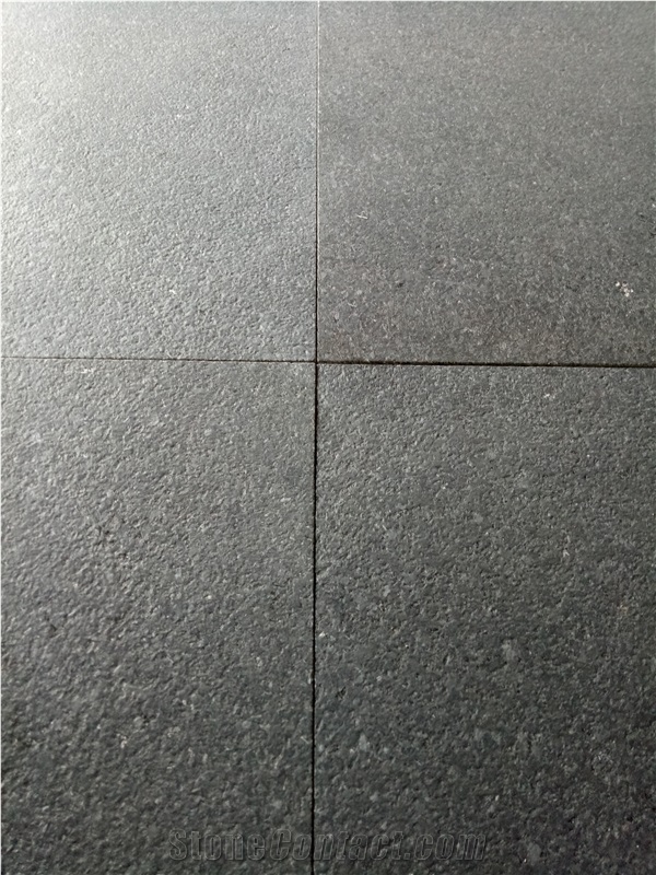 Yixian Black Granite Leathered Surface Tiles Paving