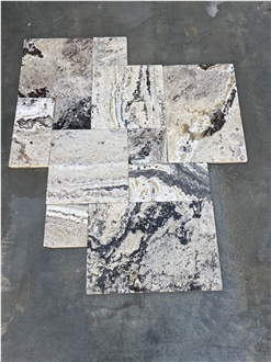 Tumbled Snake Skin Travertine French Pattern Tiles